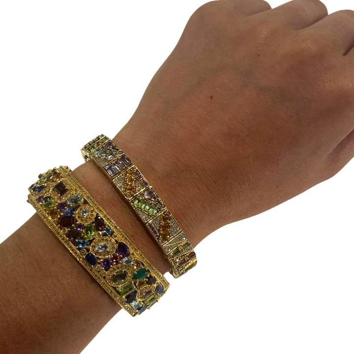 Multi Gemstone Gold Cuff