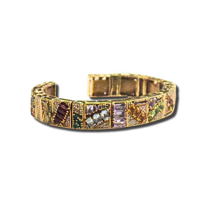 Multi Gemstone Gold Cuff