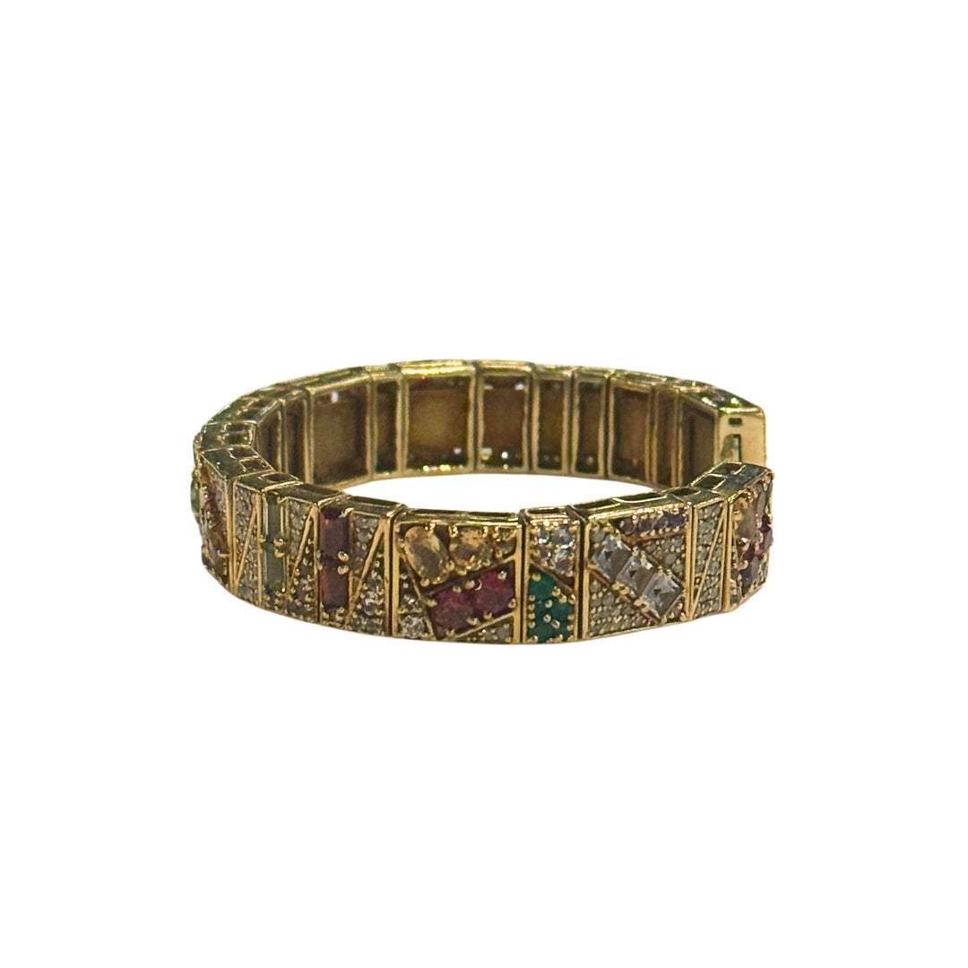 Multi Gemstone Gold Cuff