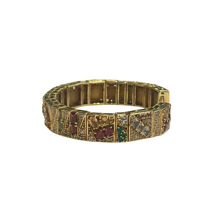Multi Gemstone Gold Cuff