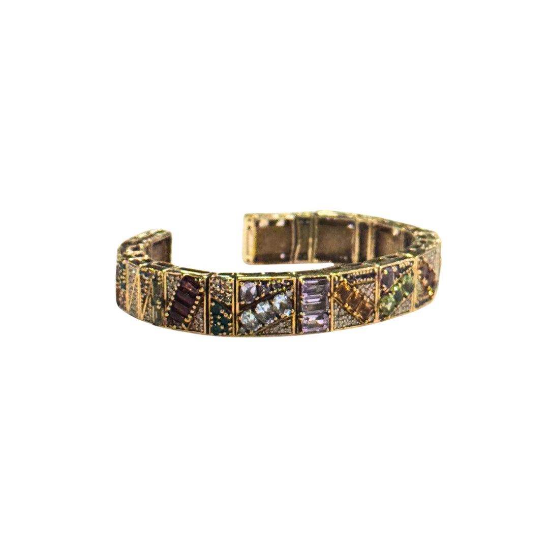 Multi Gemstone Gold Cuff