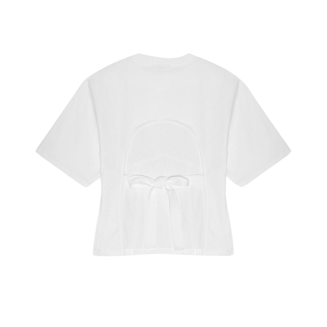 Heavy Cotton Tie Back Waisted T-Shirt - Bright White