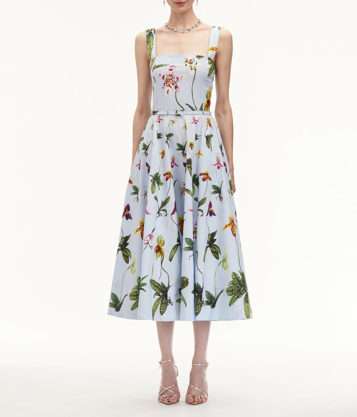 Orchids Cotton Poplin Full Skirt Tank Dress