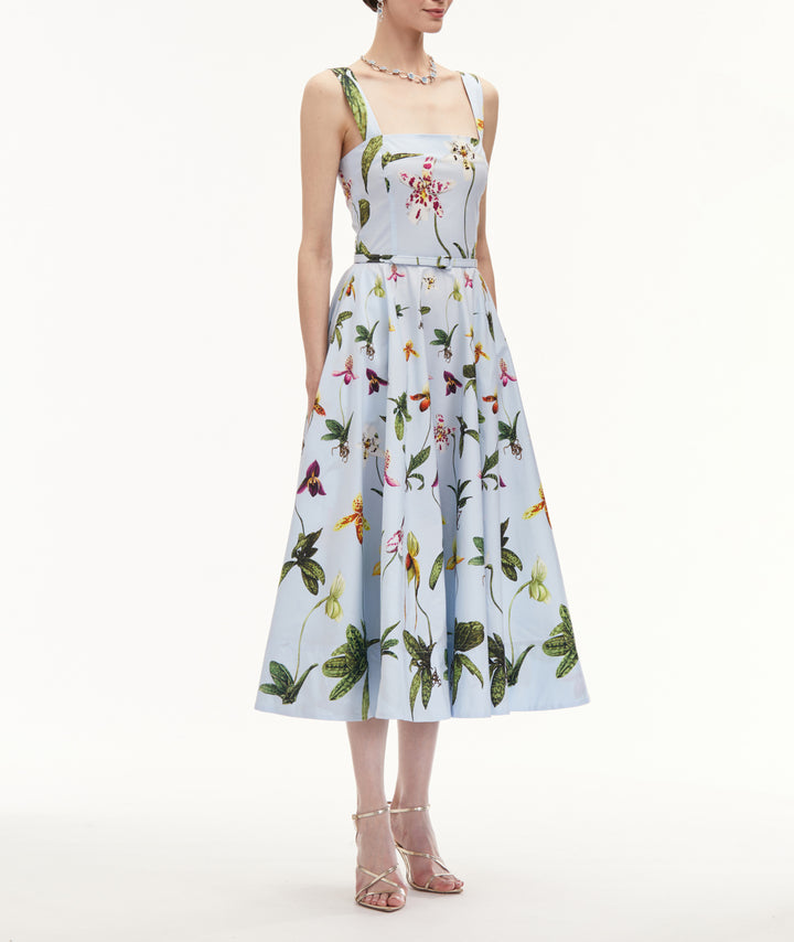 Orchids Cotton Poplin Full Skirt Tank Dress