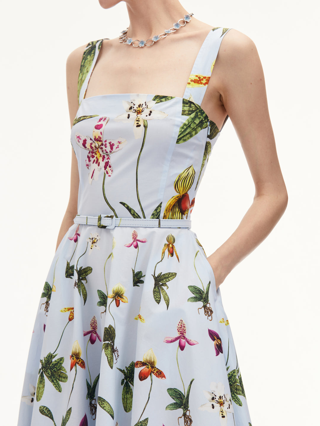 Orchids Cotton Poplin Full Skirt Tank Dress