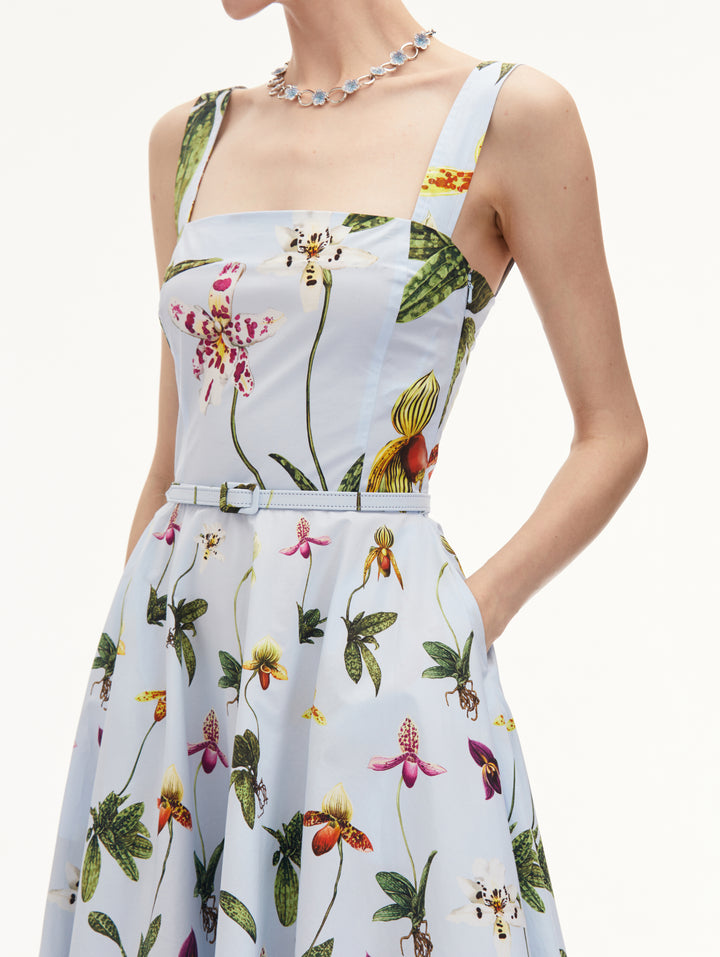 Orchids Cotton Poplin Full Skirt Tank Dress