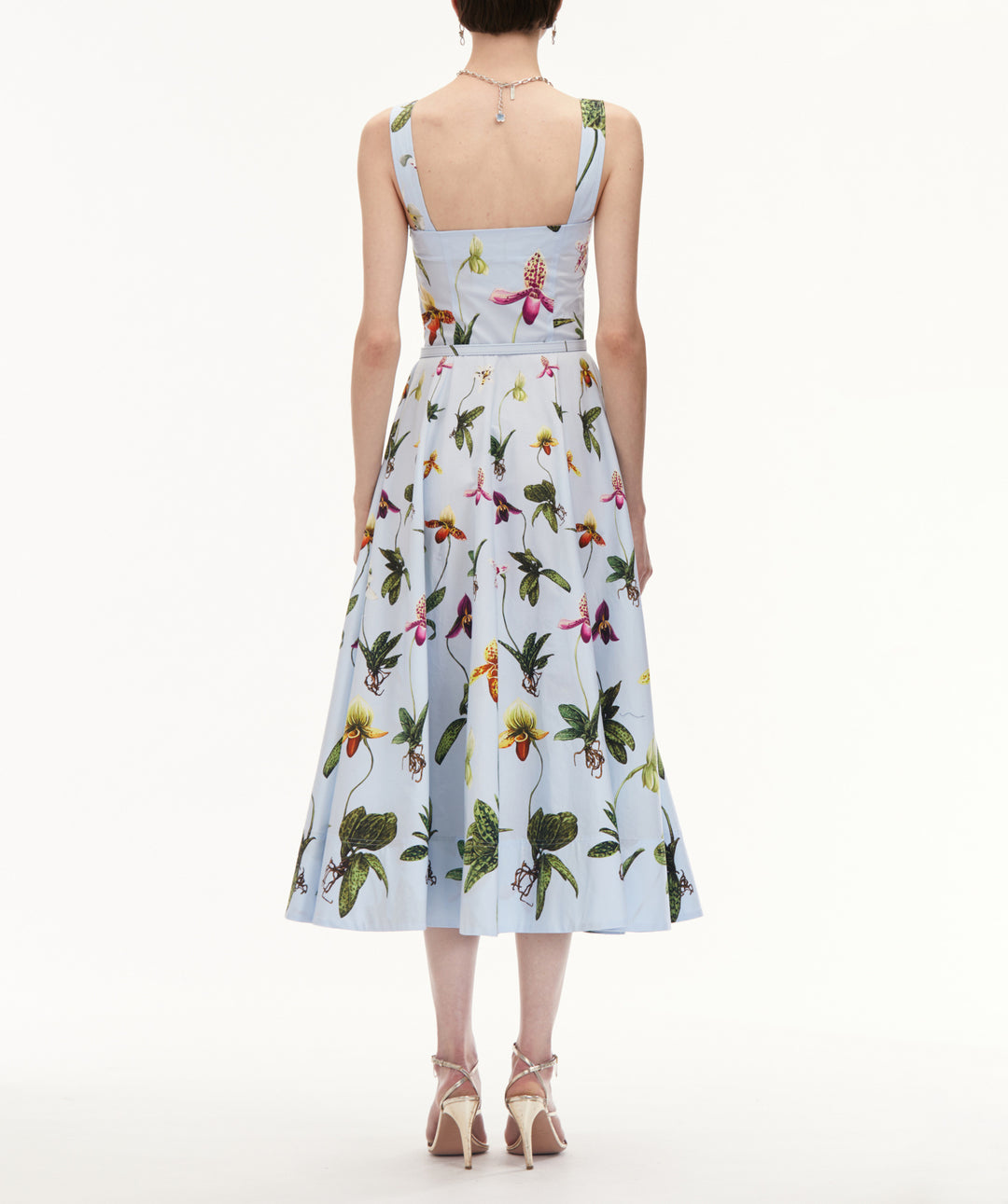 Orchids Cotton Poplin Full Skirt Tank Dress