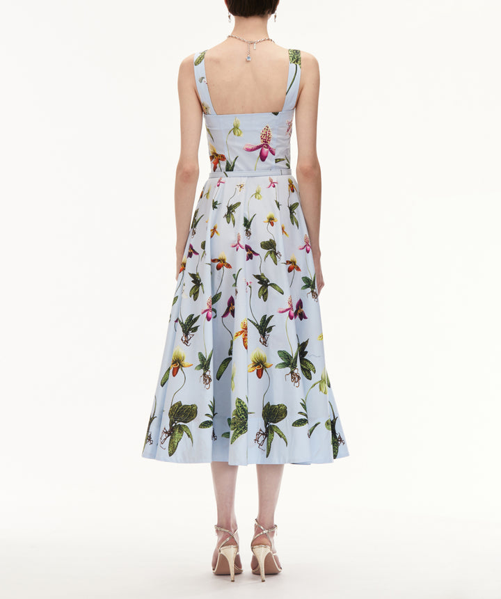 Orchids Cotton Poplin Full Skirt Tank Dress