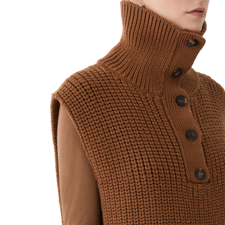 Ribbed Merino Wool Button Dickey