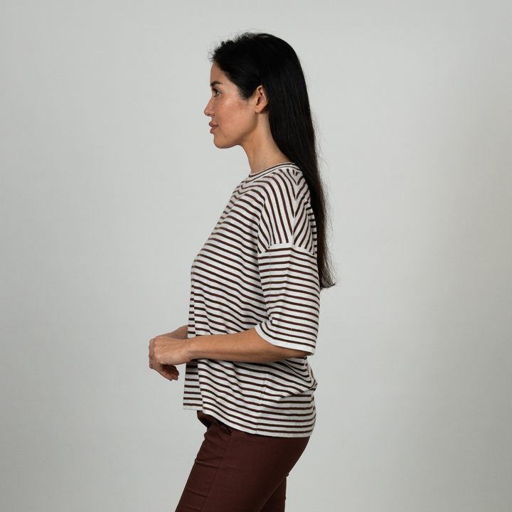 Cashmere Stretch Lurex Contract Stripe T-Shirt