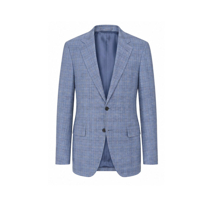 Sky Blue Plaid Wool Suit
