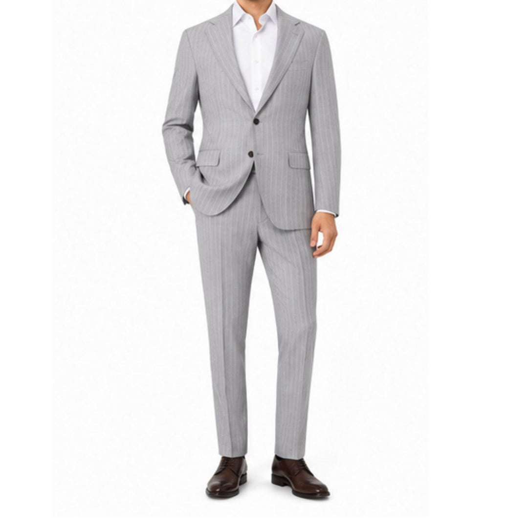 Silver Pinstripe Wool Suit