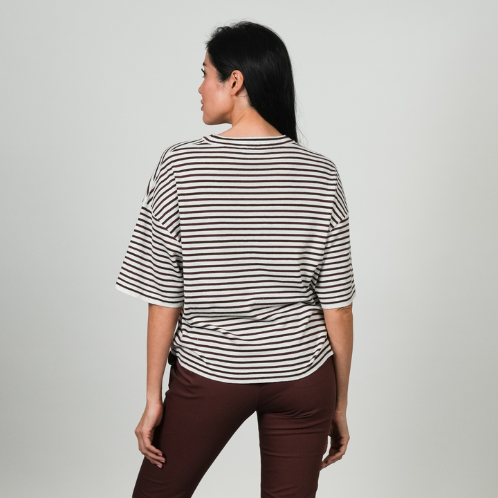 Cashmere Stretch Lurex Contract Stripe T-Shirt
