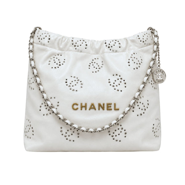 Chanel 22 Handbag in White Calfskin