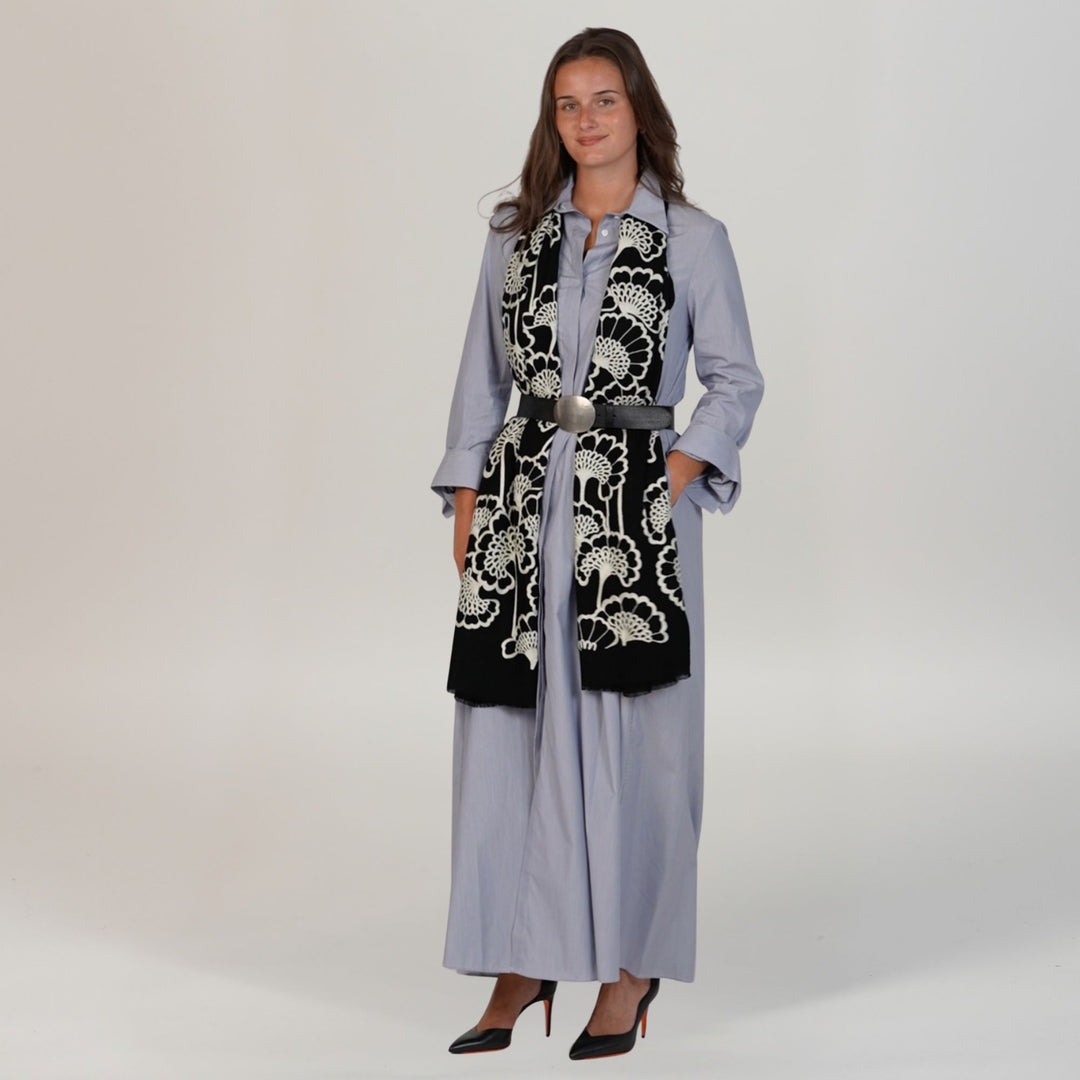 Velour Bloom Embroidered Stole