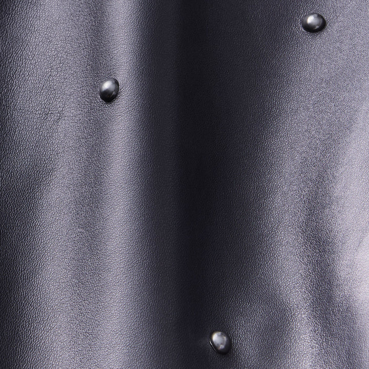 Hand-Studded Gunmetal Rivet Leather Column Skirt
