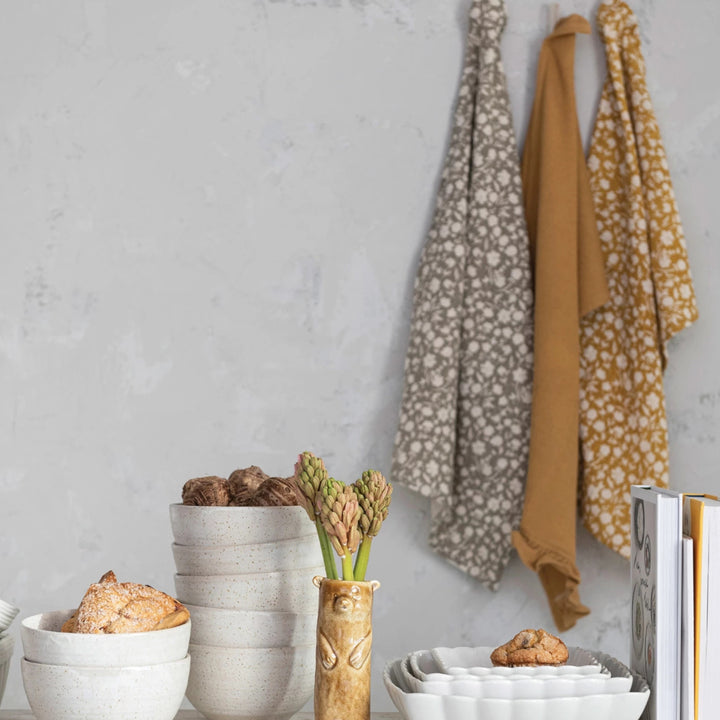 28"L x 18"W Cotton Slub Printed & Cotton Waffle Tea Towels, Set of 2