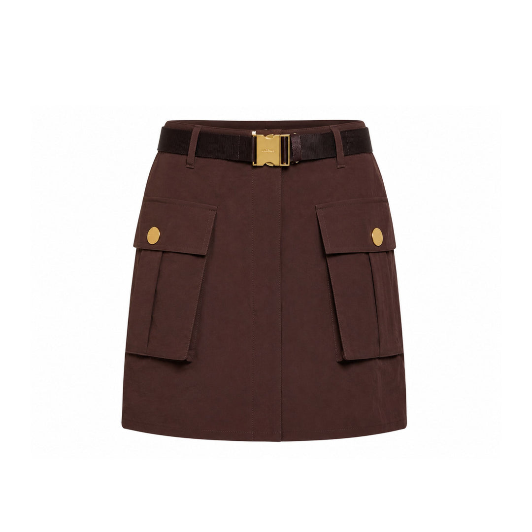 Norene Nylon Mini Skirt in Dark Java