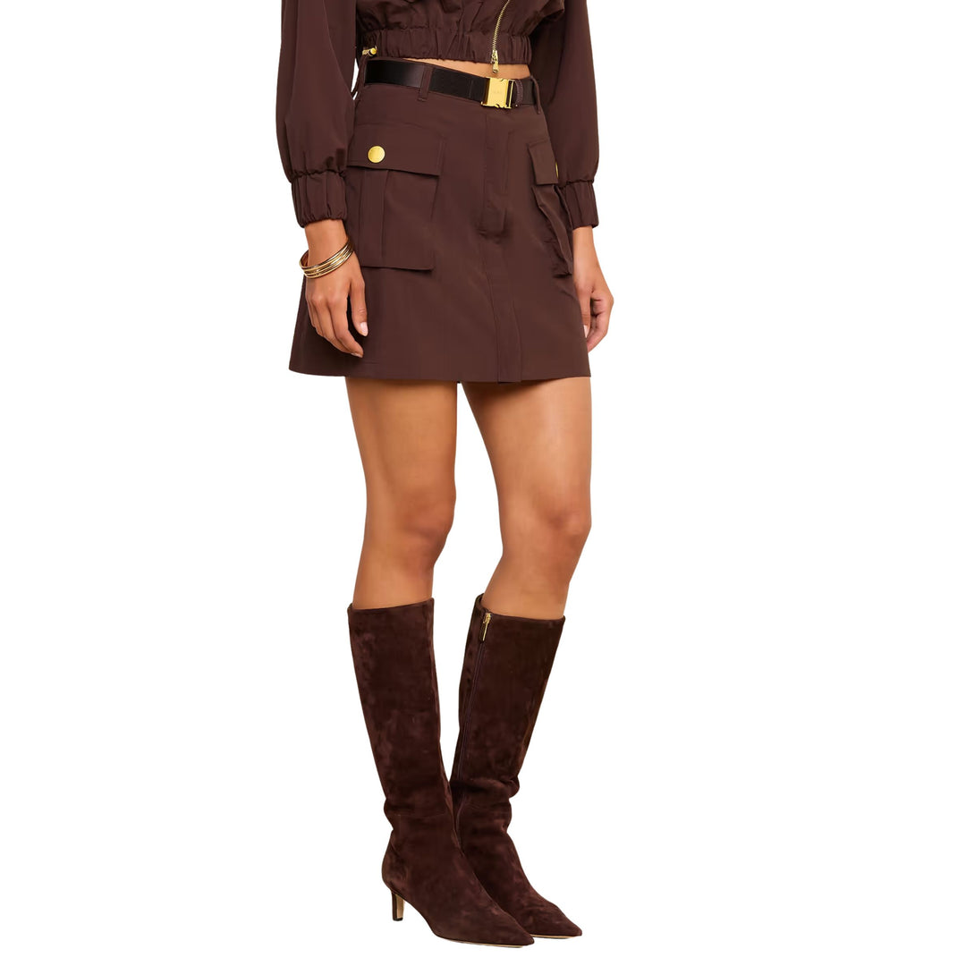 Norene Nylon Mini Skirt in Dark Java