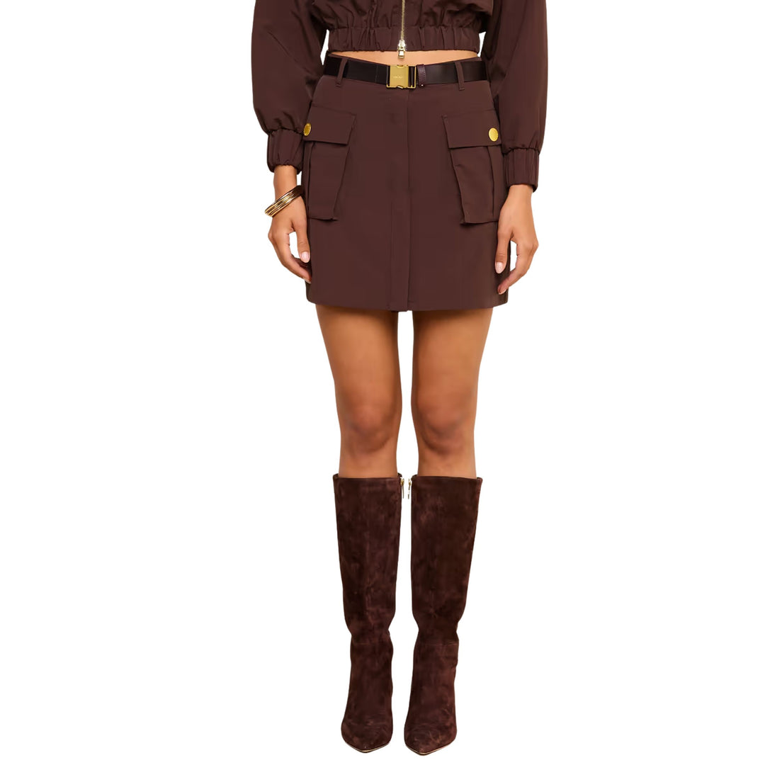 Norene Nylon Mini Skirt in Dark Java