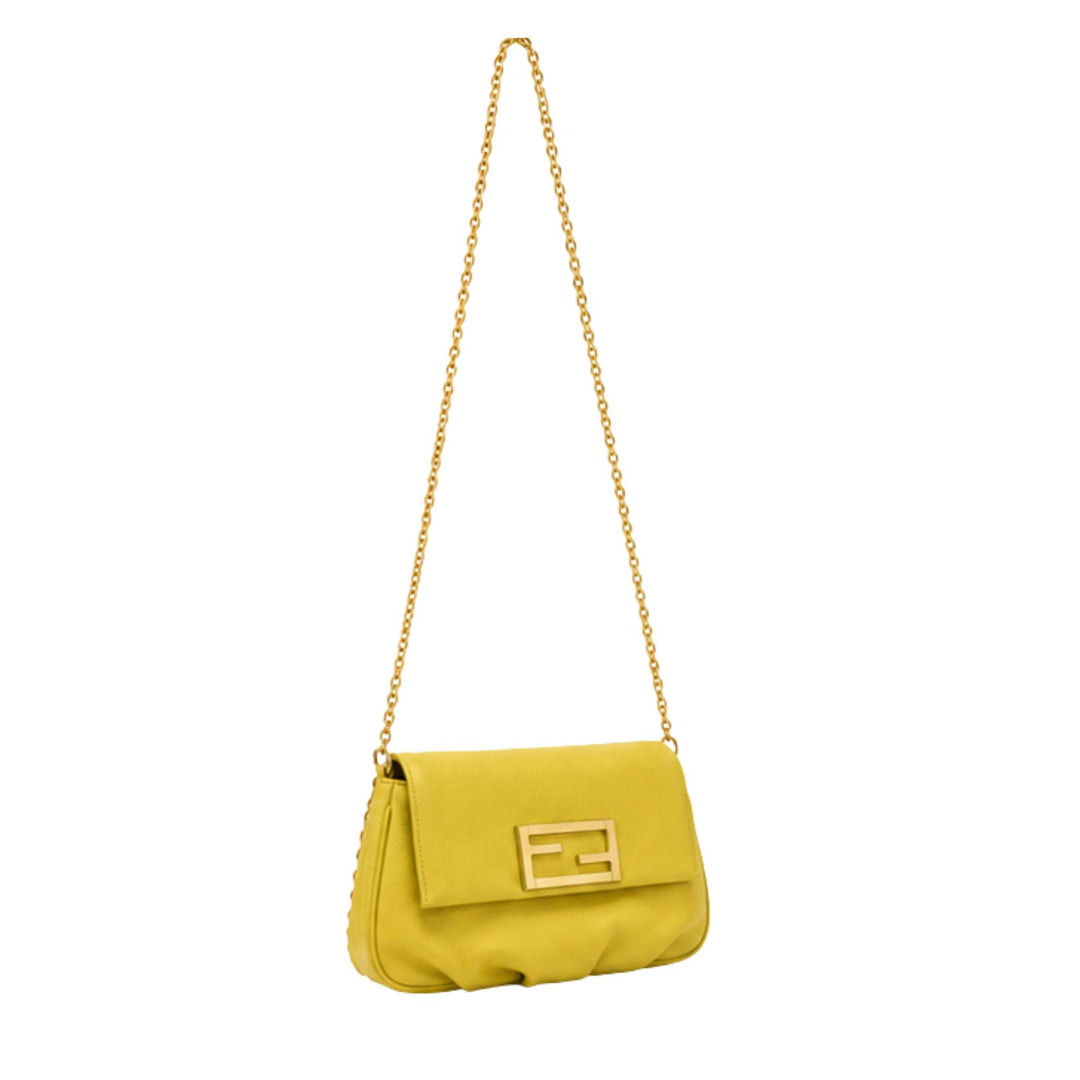 Fendi Fendista Shoulder Bag in Yellow Leather