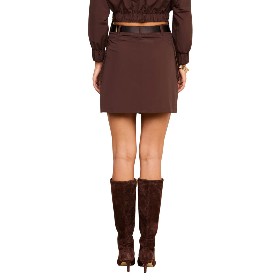 Norene Nylon Mini Skirt in Dark Java