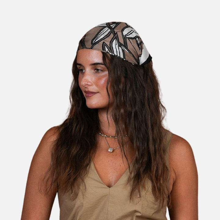 Cocoa Leaf Print Silk Scarf