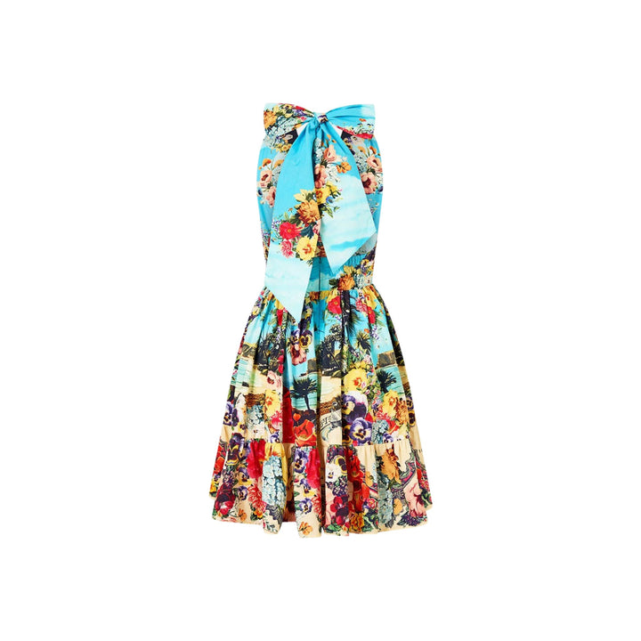 Ruffle Hem Halter Short Dress