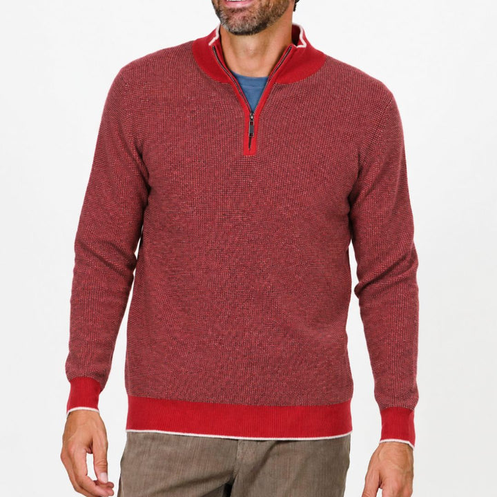 Quarter Zip Cashmere Sweater, Romesco Red