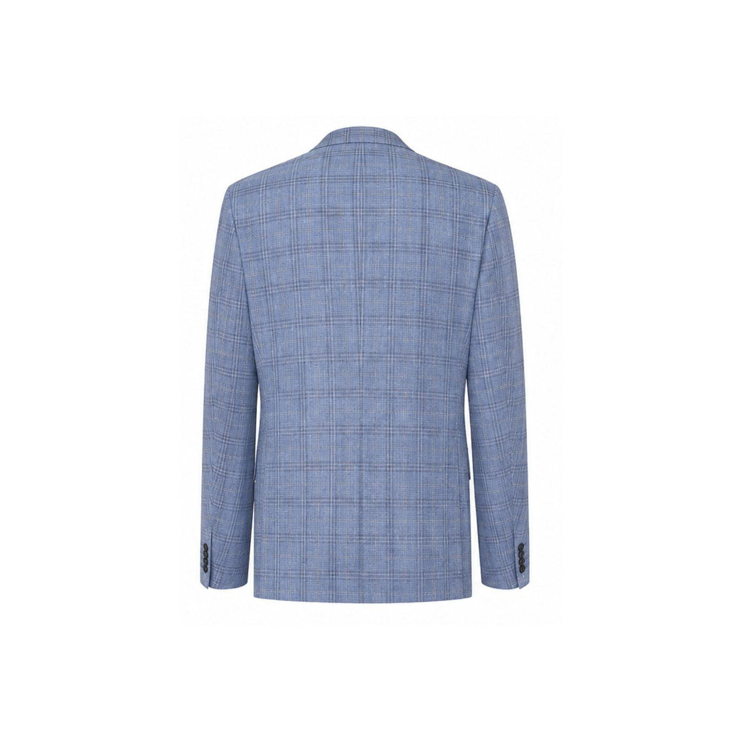 Sky Blue Plaid Wool Suit