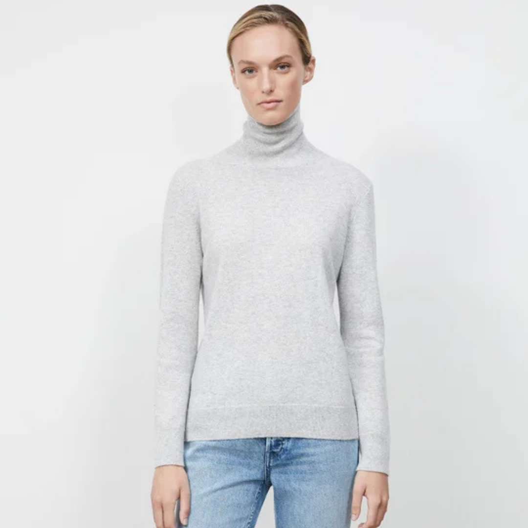 Cashmere Turtleneck Sweater in Grey Heather
