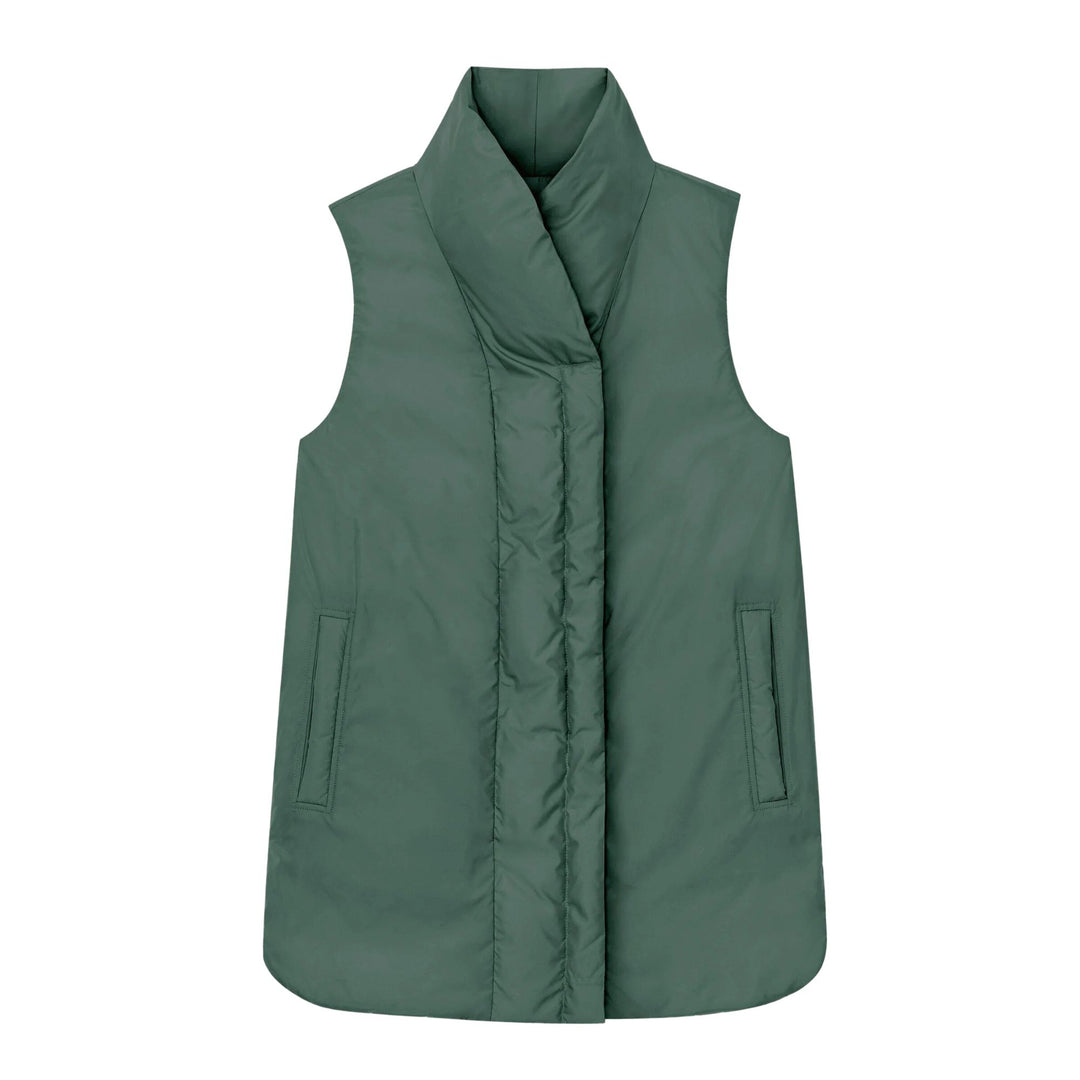 Reversible Shawl Collar Down Vest - Ivy Vine - S