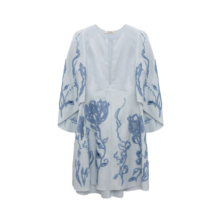 Embroidered Beauty Dress - Whispering Blue