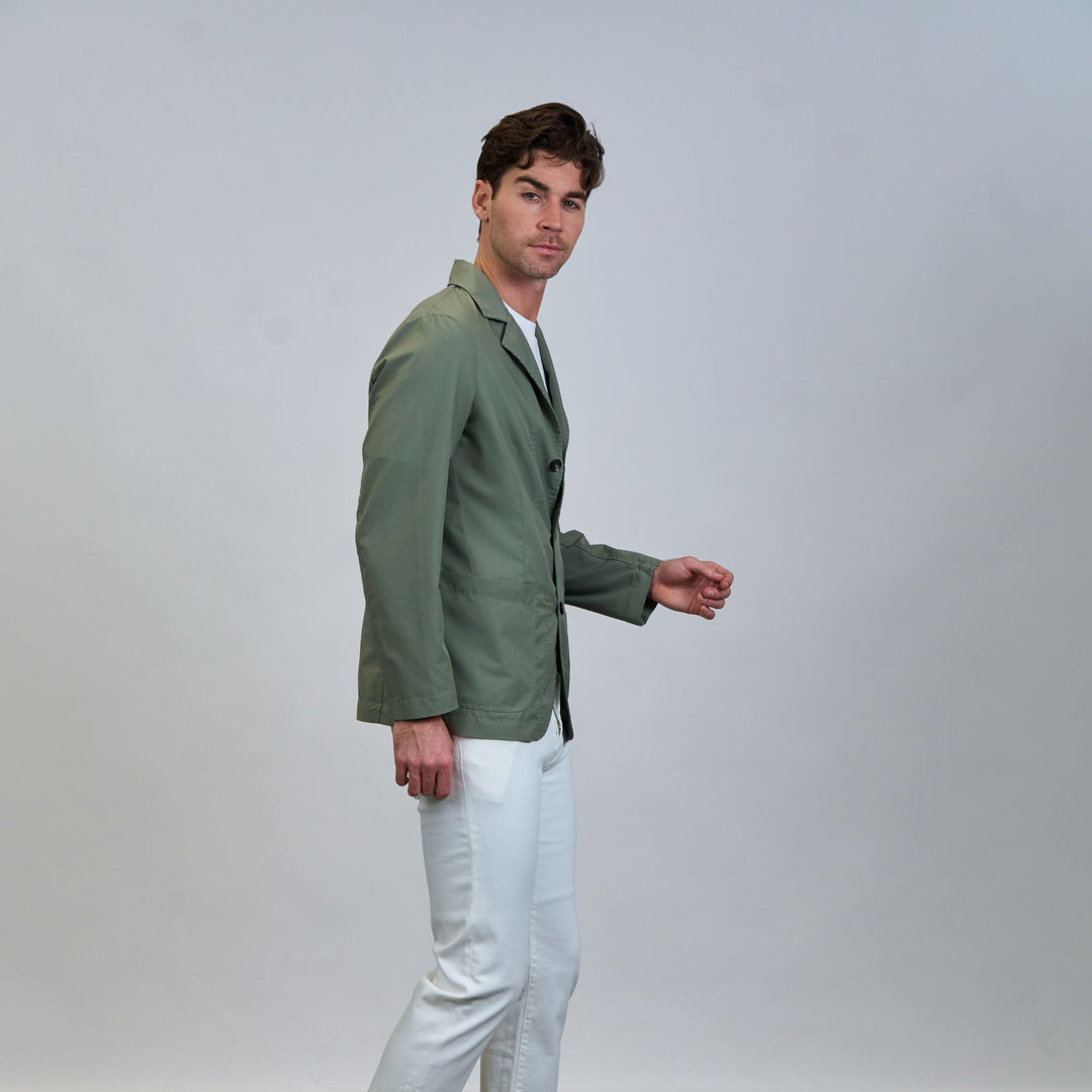 Perforated Microfiber Blazer - Sage