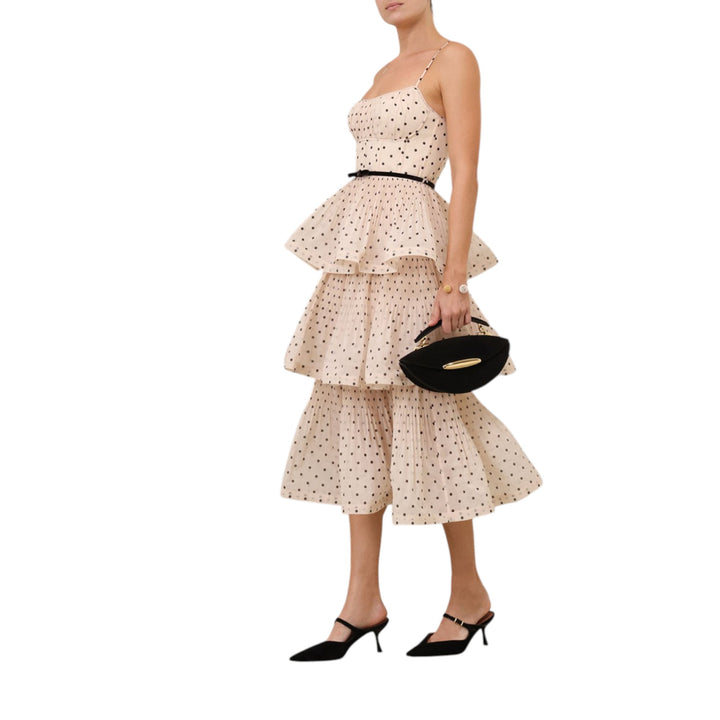 Pleated Tiered Midi Dress