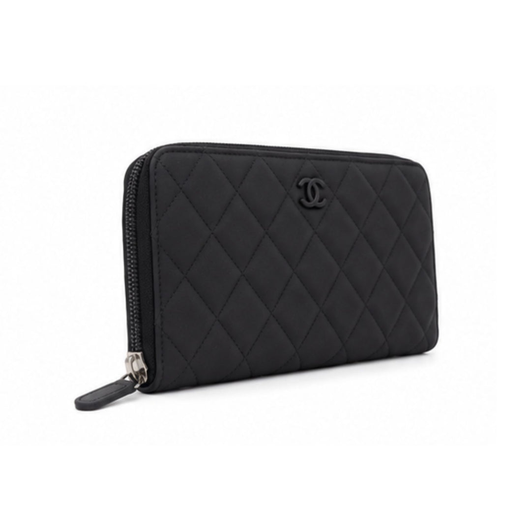 Chanel Matte Black Calfskin Wallet