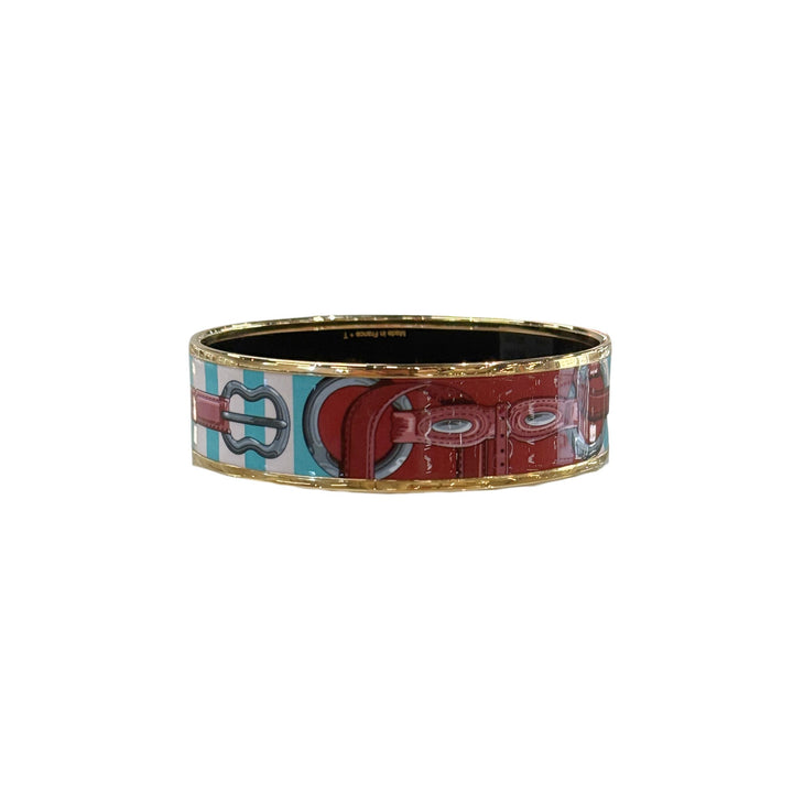 Hermès Wide Enamel Bangle Bracelet in Multicolor