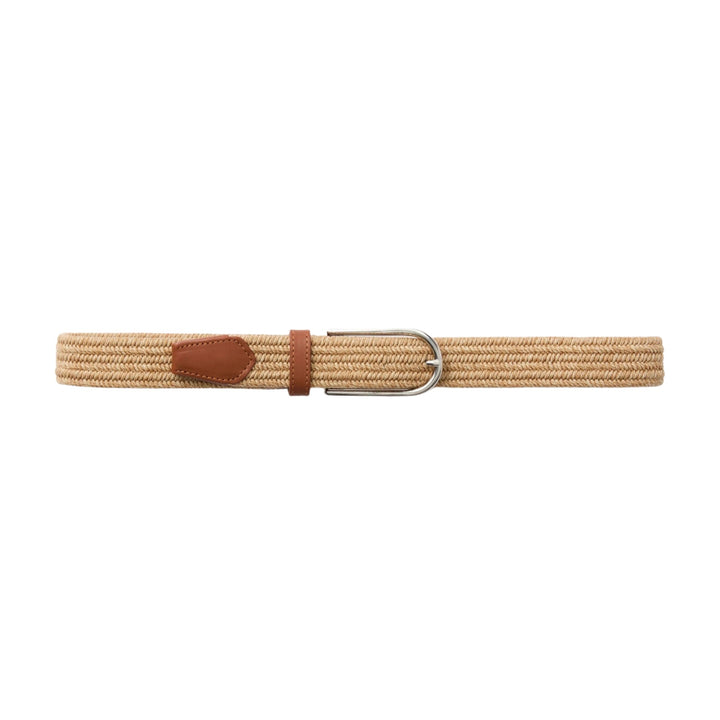 30mm Raffia Woven Belt W/ Metal Buckle & Leather - Raffia