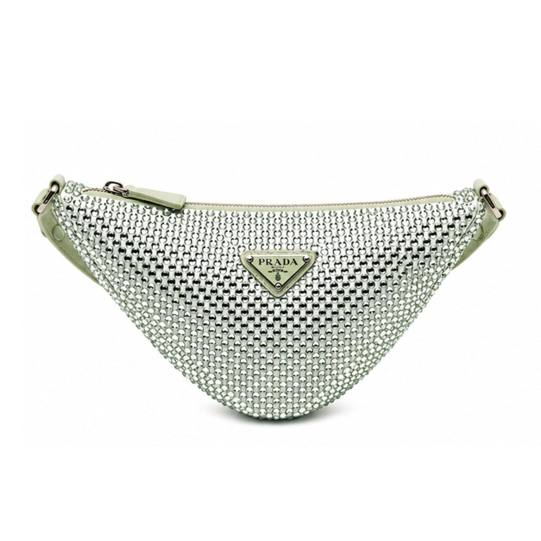 Prada Green Satin Crystal Triangle Bag
