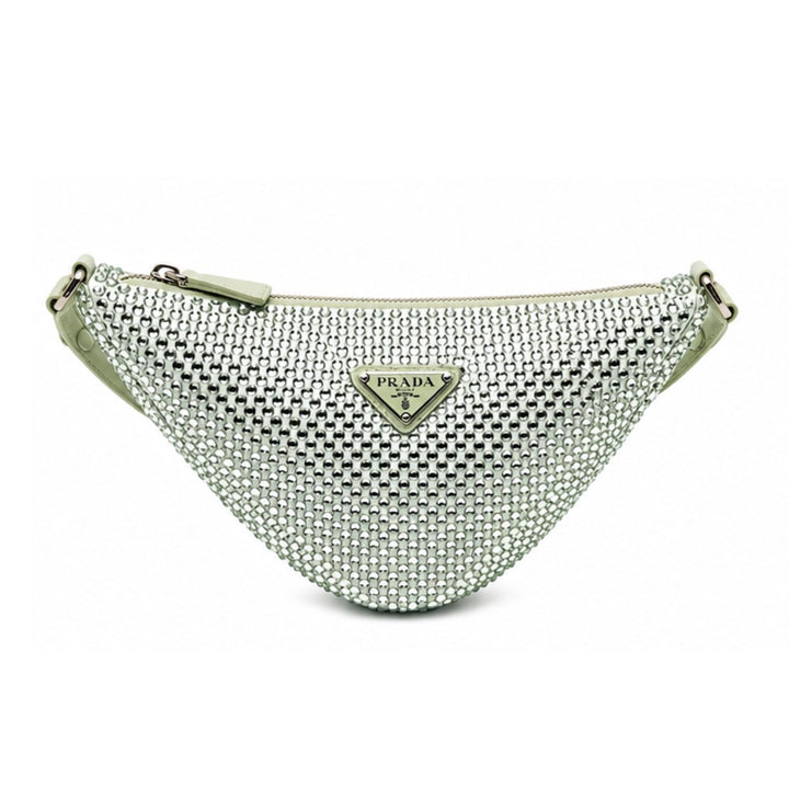Prada Green Satin Crystal Triangle Bag