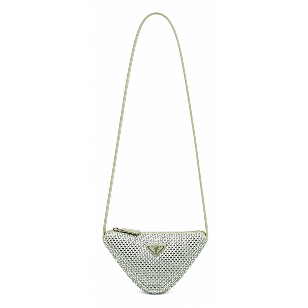 Prada Green Satin Crystal Triangle Bag