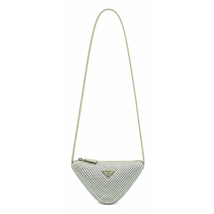 Prada Green Satin Crystal Triangle Bag