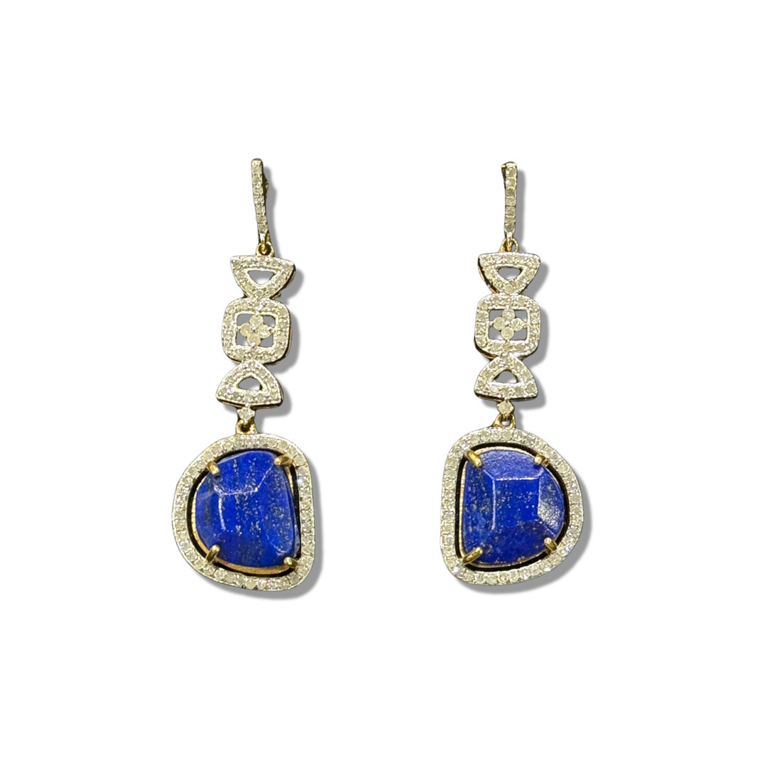 Lapis Diamond Drop Earrings