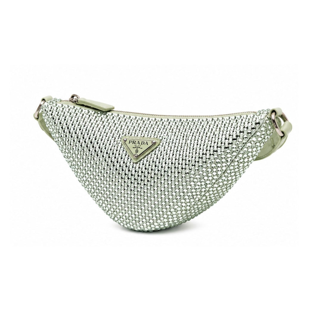 Prada Green Satin Crystal Triangle Bag