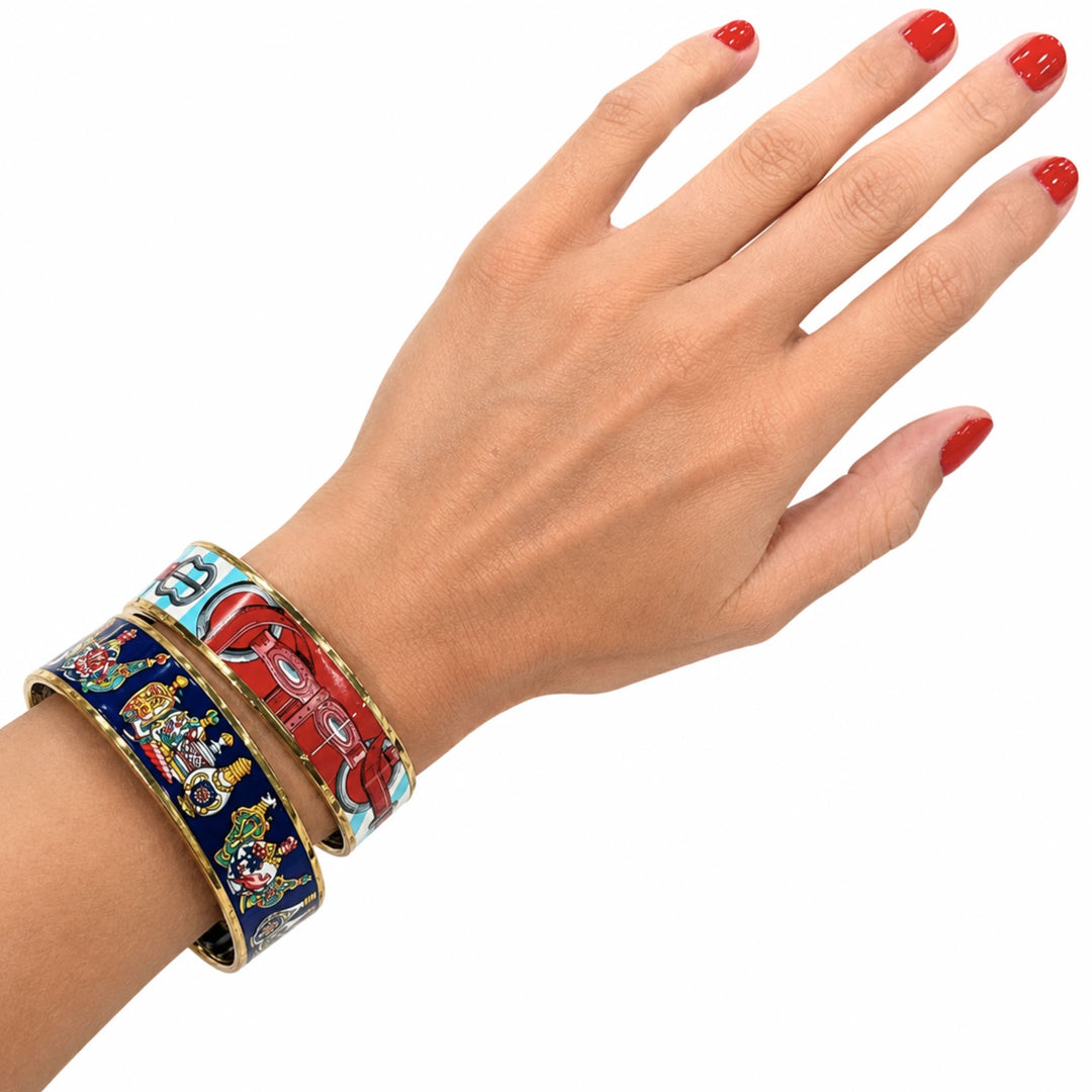 Hermès Wide Enamel Bangle Bracelet in Multicolor