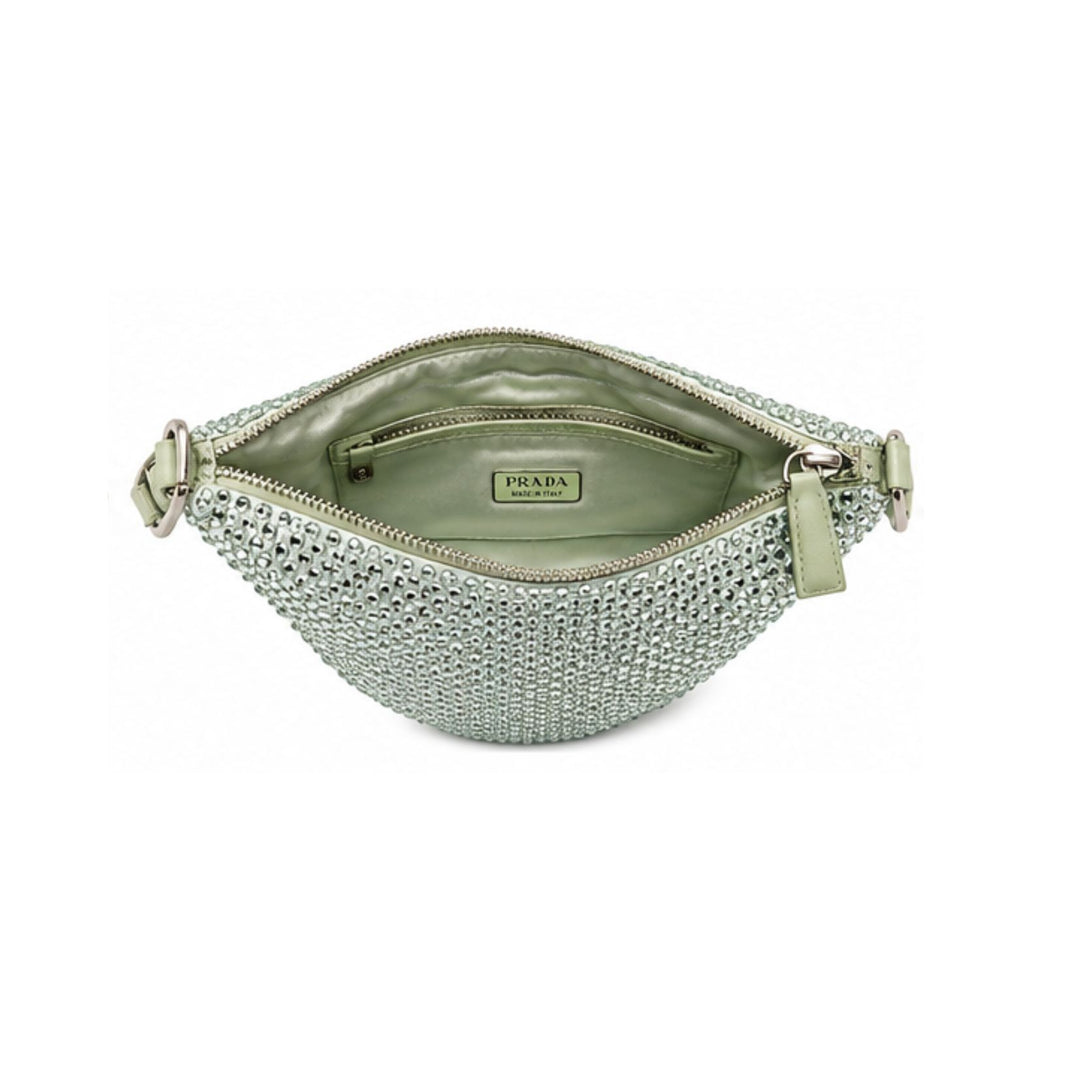 Prada Green Satin Crystal Triangle Bag