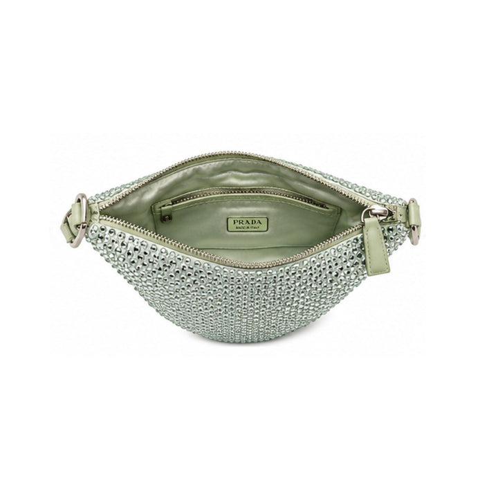 Prada Green Satin Crystal Triangle Bag