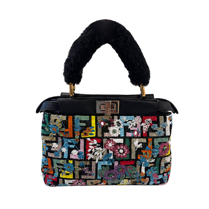 Fendi Peekaboo Mini Embellished Bag in Black