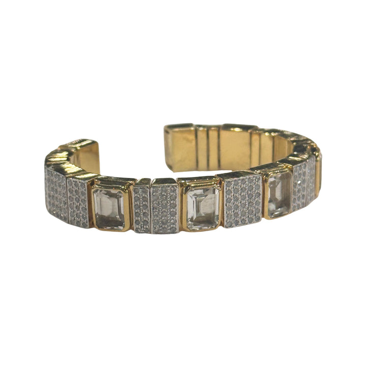 Diamond and White Topaz Gold Cuff