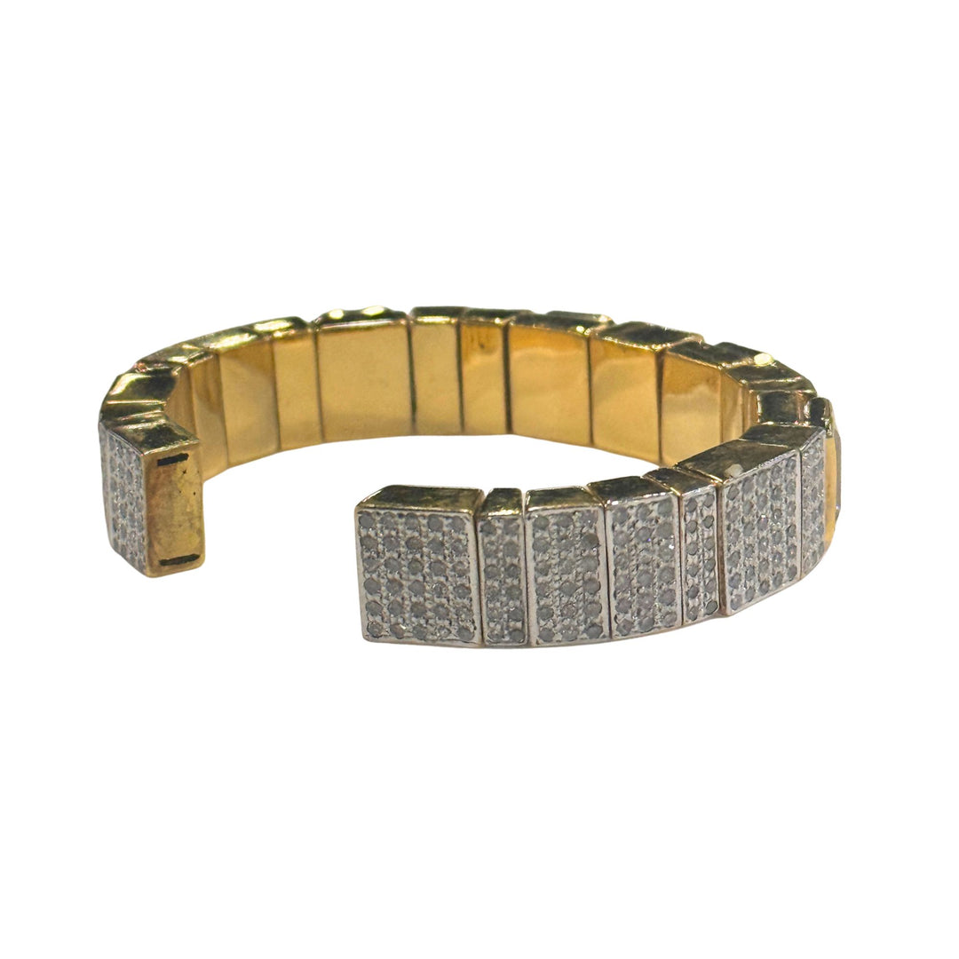 Diamond and White Topaz Gold Cuff